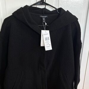 Eileen Fisher Classic Black Hooded Coat